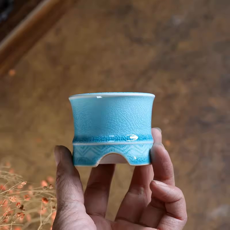 Porcelain Blue Glazed Bonsai P - Bonsai Garden Design 评论和价格